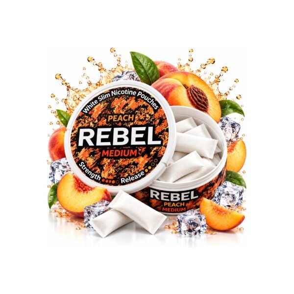 Reb-0008-2 Rebel Peach 12 mg/g Slim Nicotine Pouches