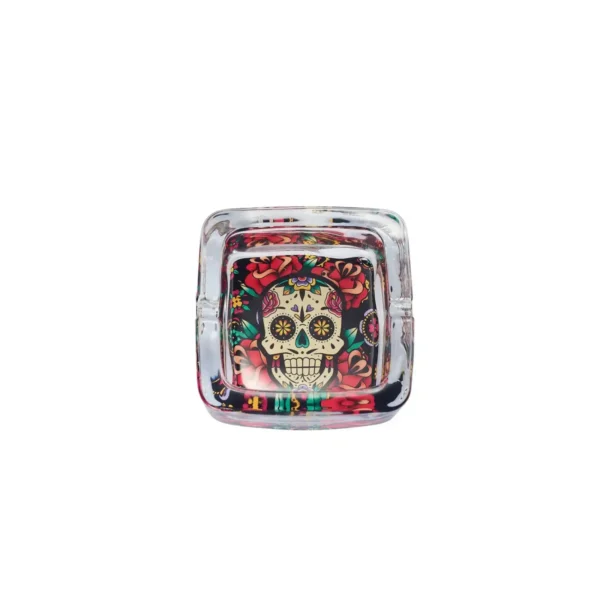 Glass Squared Skull Colorful Ashtray Glass Squared Skull Colorful Ashtray – view 4