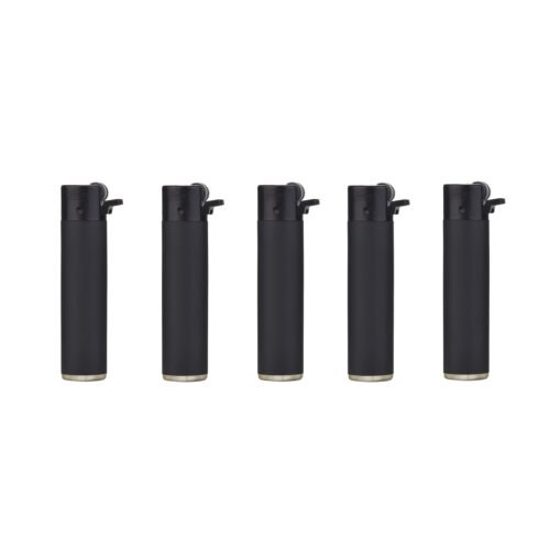 3661075377342 Black Rubber Refillable Flint Lighter