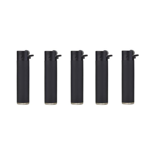 3661075377342 Black Rubber Refillable Flint Lighter